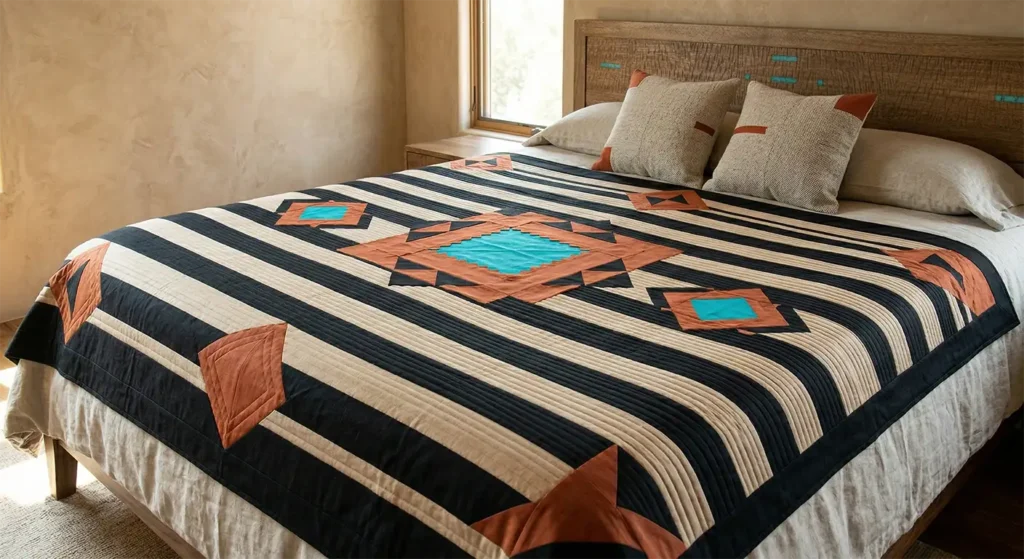 Elegant Navajo Quilt Pattern Designs for Master Bedroom Bed Covers
