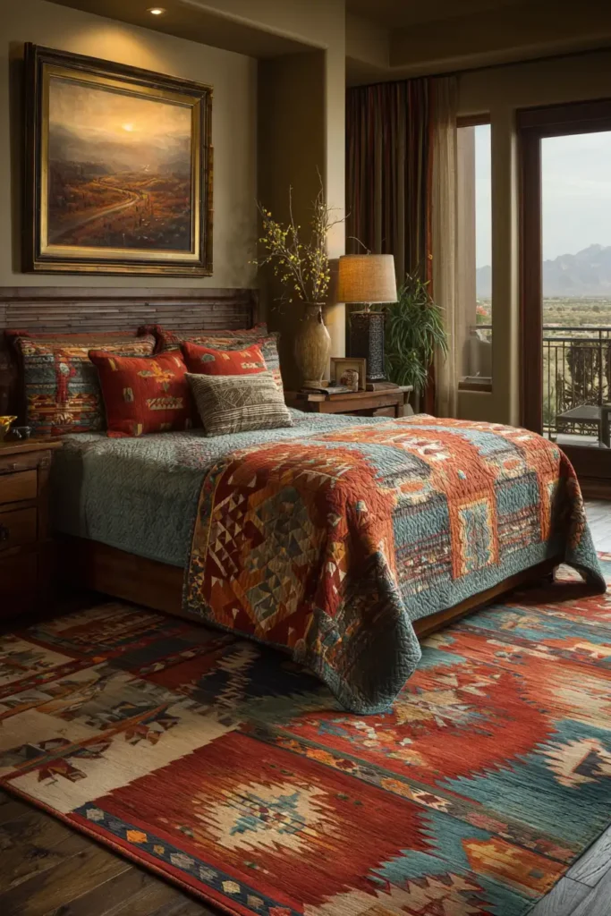 Elegant Navajo Quilt Pattern Designs for Master Bedroom Bed Covers