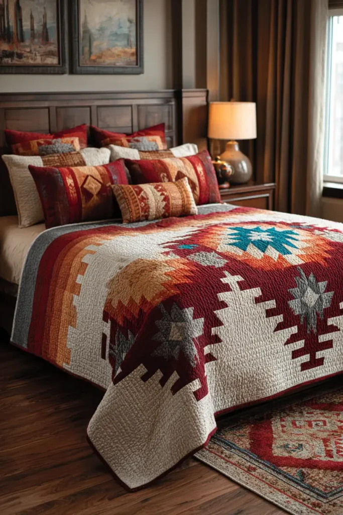 Elegant Navajo Quilt Pattern Designs for Master Bedroom Bed Covers