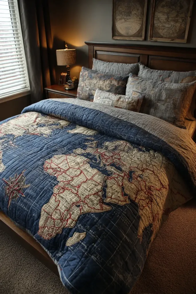 Everyday Adventure Map Quilt Ideas for Stylish Bed Covers