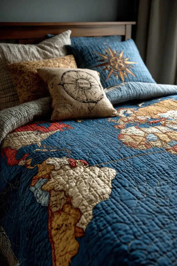 Everyday Adventure Map Quilt Ideas for Stylish Bed Covers