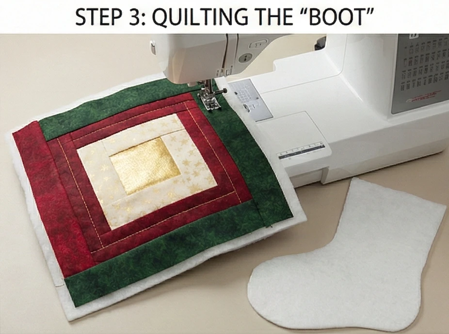 Festive Log Cabin Quilted Christmas Stockings for Holiday Charm