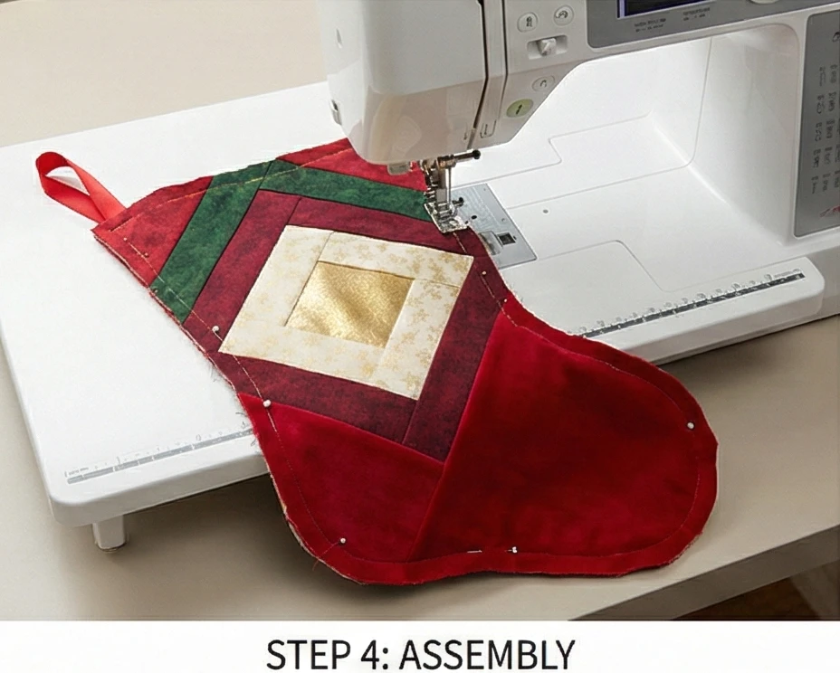 Festive Log Cabin Quilted Christmas Stockings for Holiday Charm