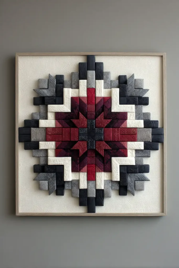 Framed Mini Jelly Roll Quilt Blocks for Gallery Wall Art