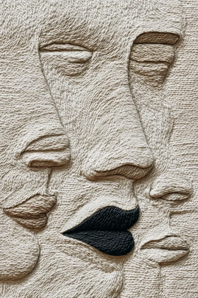 Framed Minimalist Line Art Quilt Designs for Gallery Walls