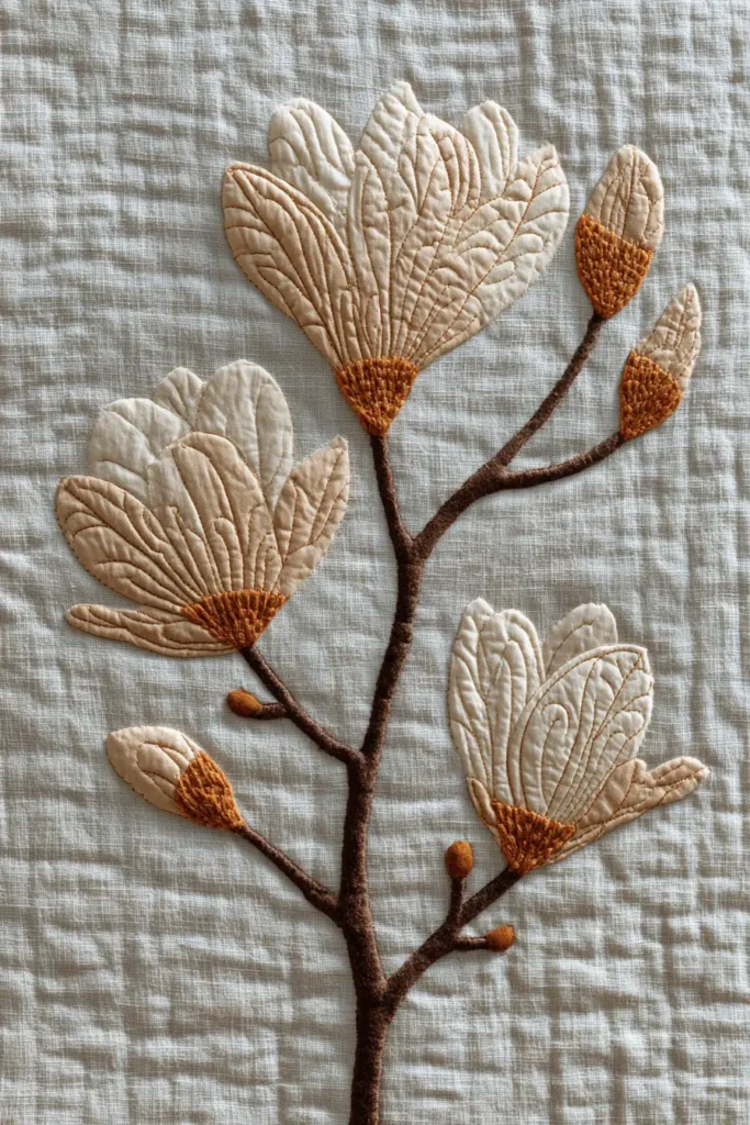 Framed Minimalist Line Art Quilt Designs for Gallery Walls