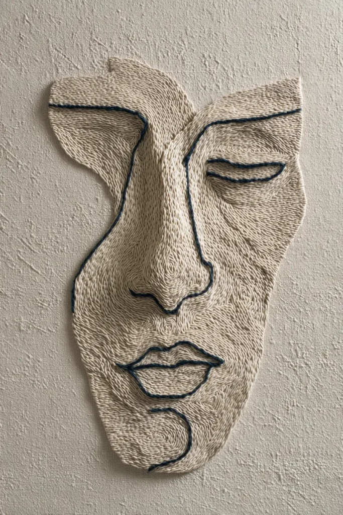 Framed Minimalist Line Art Quilt Designs for Gallery Walls