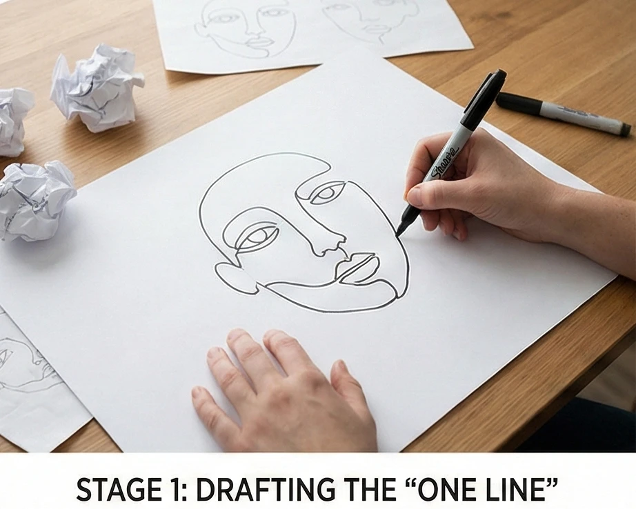 Framed Minimalist Line Art Quilt Designs for Gallery Walls