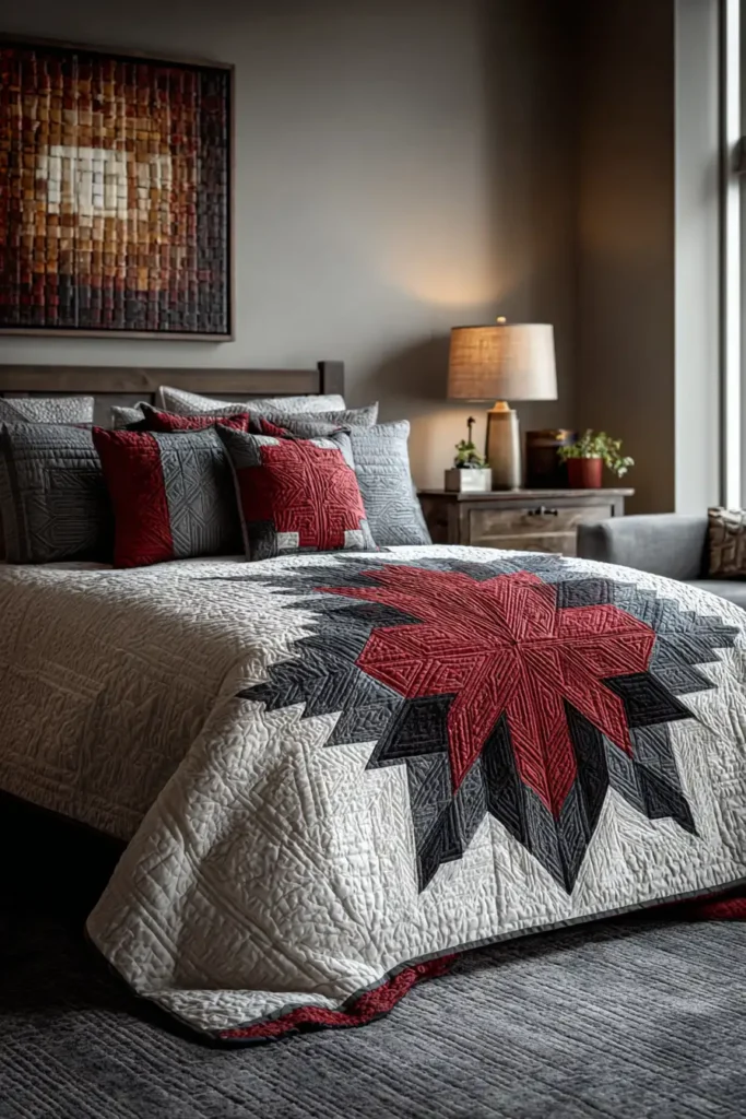 Intricate Lakota Star Quilted Table Toppers for Dining Centerpieces