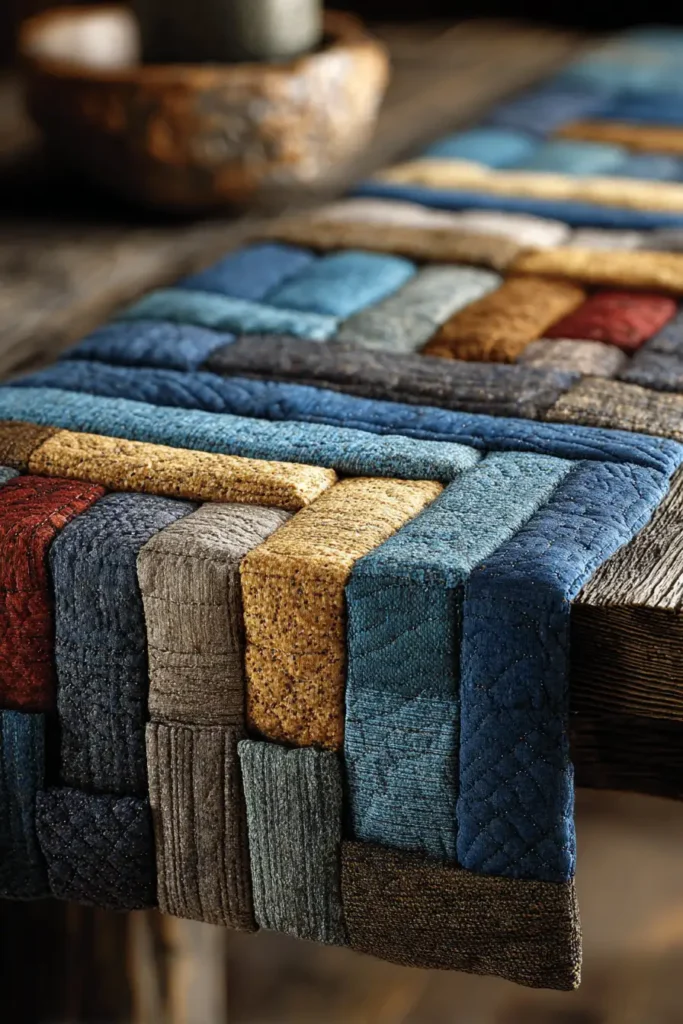 Log Cabin Quilted Table Runners for Elegant Dining Room Decor