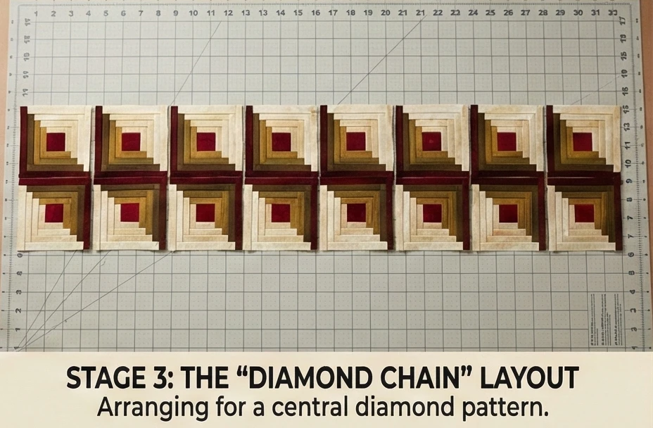 Log Cabin Quilted Table Runners for Elegant Dining Room Decor