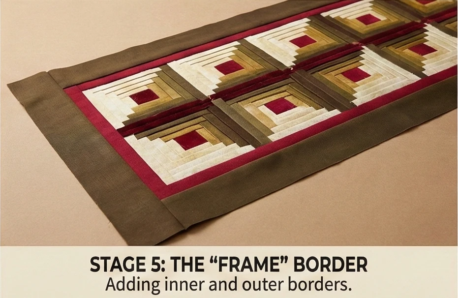 Log Cabin Quilted Table Runners for Elegant Dining Room Decor