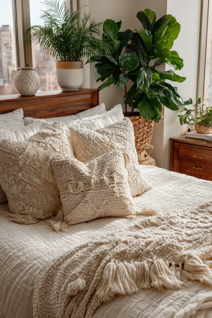Macramé Inspired Quilted Pillow Shams for Texture