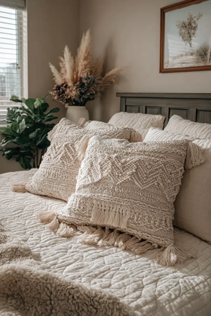 Macramé Inspired Quilted Pillow Shams for Texture