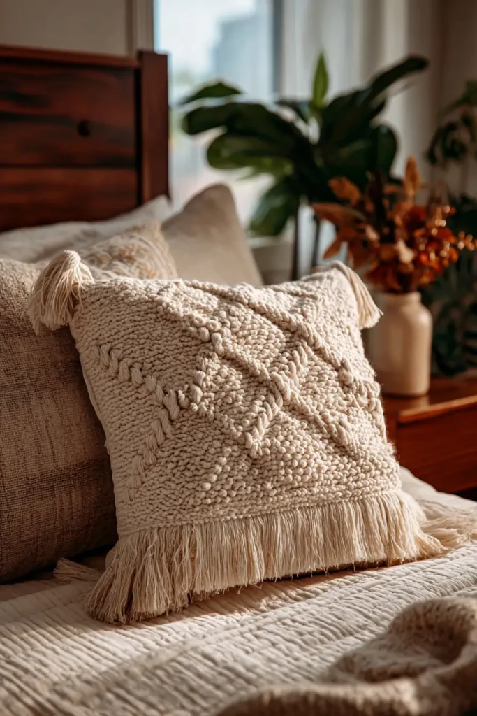 Macramé Inspired Quilted Pillow Shams for Texture
