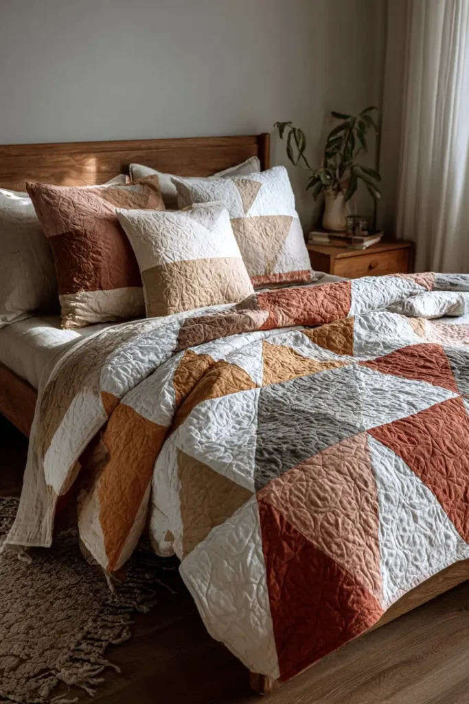 Minimalist Earth Tone Bed Quilts for Serene Sanctuaries