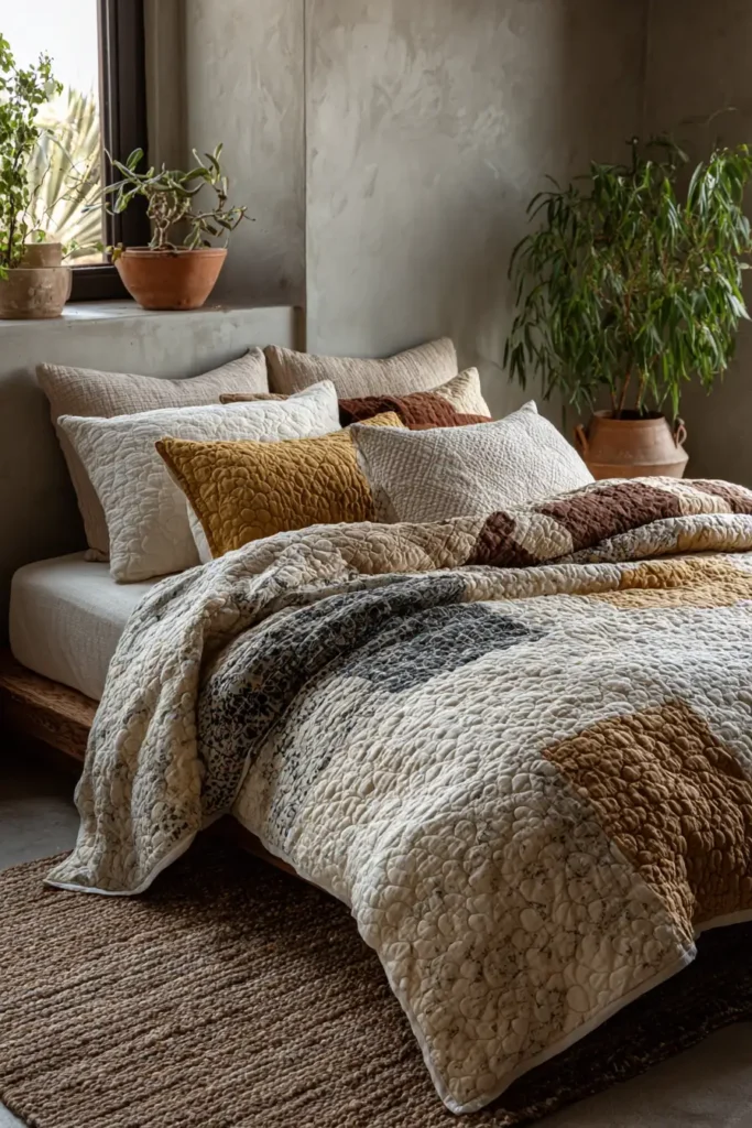 Minimalist Earth Tone Bed Quilts for Serene Sanctuaries