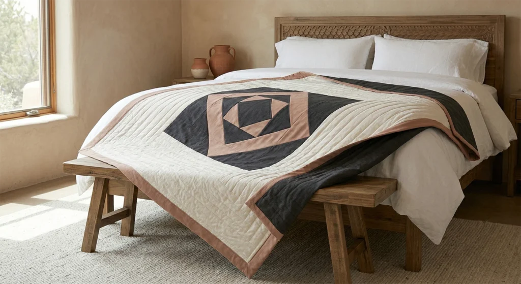 Minimalist Navajo Quilt Designs for Modern Rustic Bedroom Accents