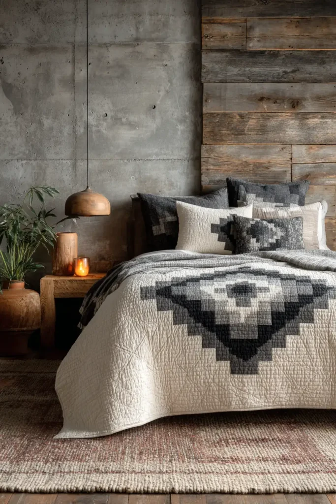 Minimalist Navajo Quilt Designs for Modern Rustic Bedroom Accents