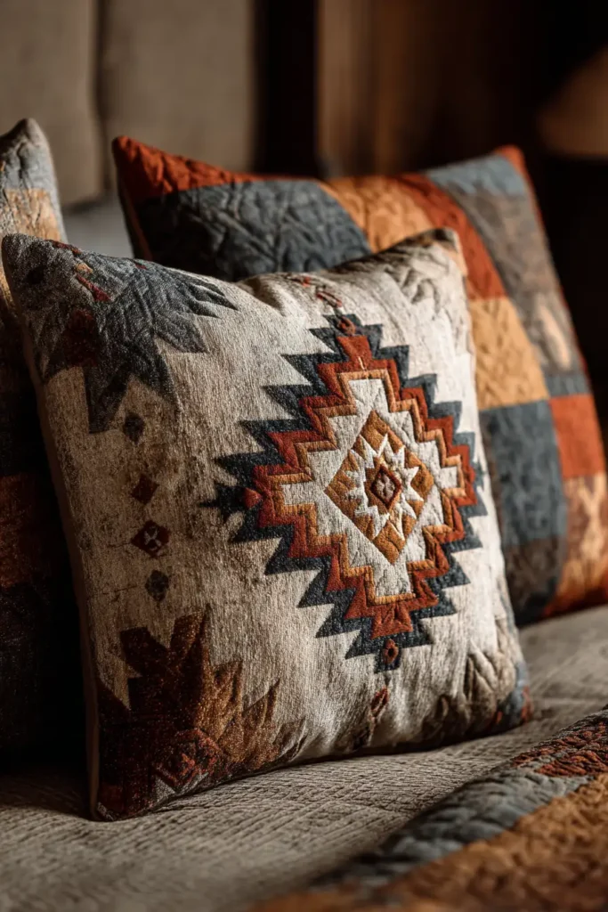 Modern Desert Inspired Navajo Quilt Pillow Covers for Serene Sleep