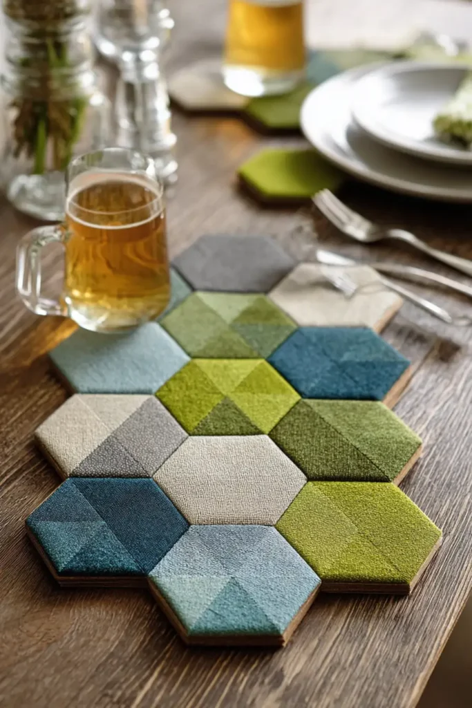 Modern Hexagon Patchwork Placemats for Trendy Tables