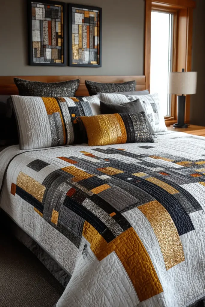 Modern Off-Center Log Cabin Duvet Covers for Stylish Comfort