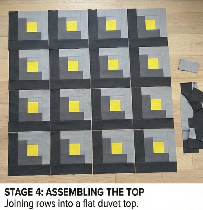 Modern Off-Center Log Cabin Duvet Covers for Stylish Comfort