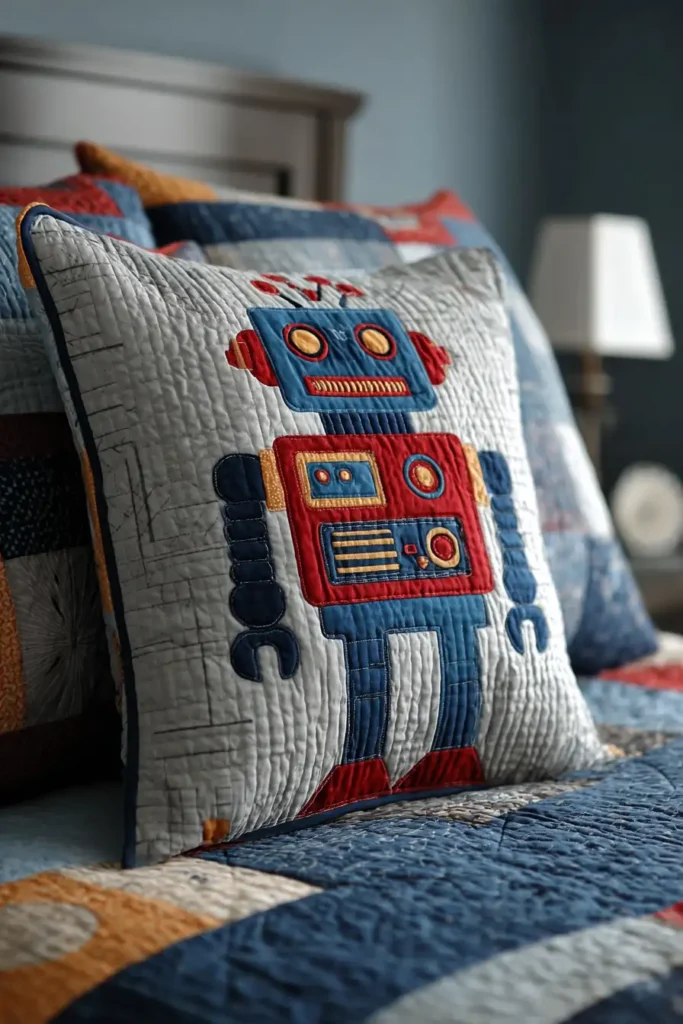 Modern Robot Quilt Ideas for Comfortable Pillow Covers