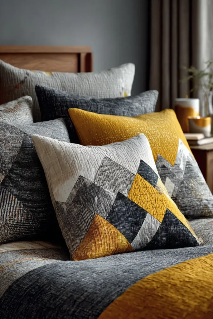Modern Triangle Patchwork Pillow Shams for Edgy Accents