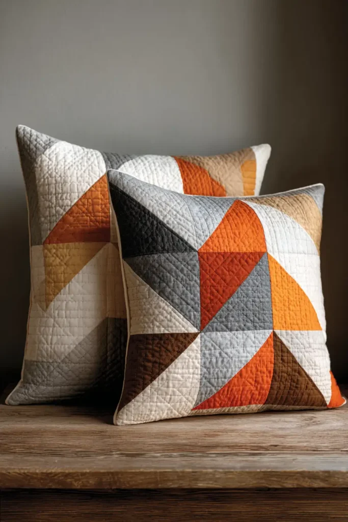 Modern Triangle Patchwork Pillow Shams for Edgy Accents