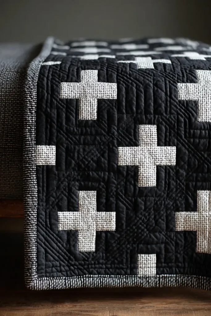 Monochrome Black and White Modern Quilts for Elegant Bedrooms