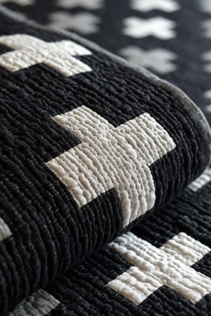 Monochrome Black and White Modern Quilts for Elegant Bedrooms