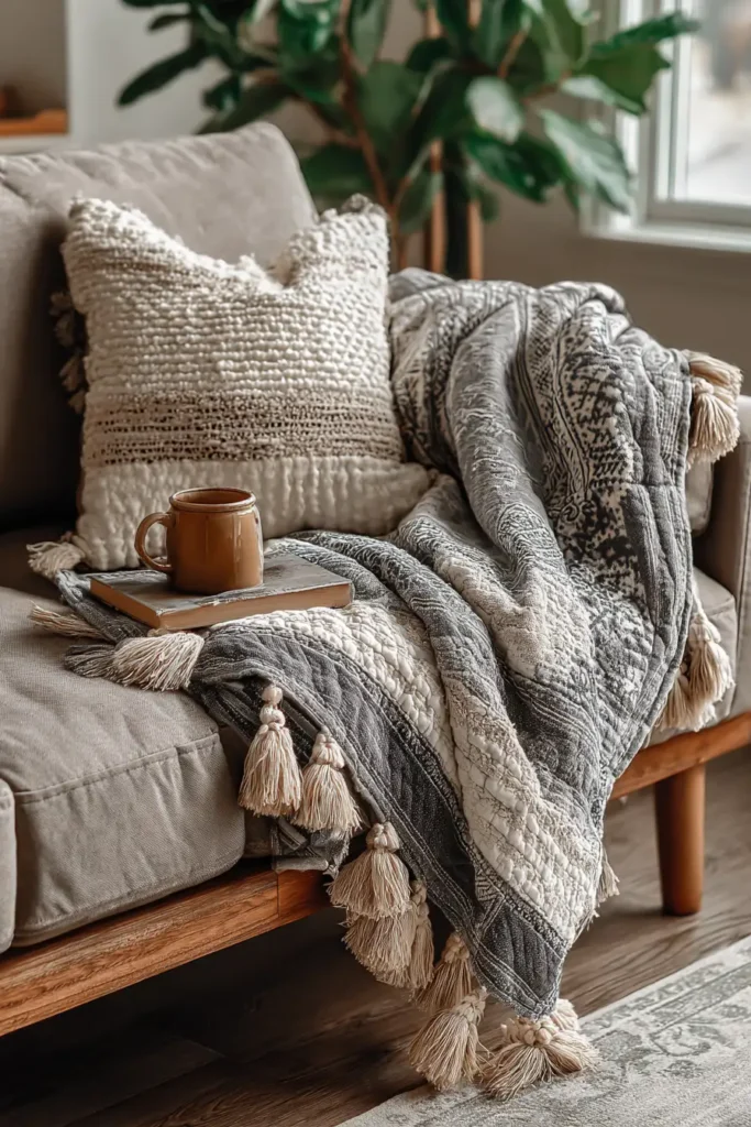 Oversized Tassel Quilt Throws for Cozy Living Rooms