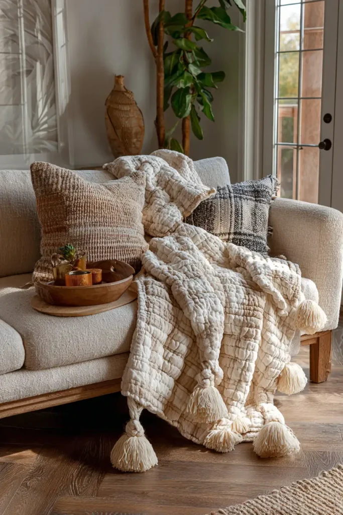 Oversized Tassel Quilt Throws for Cozy Living Rooms