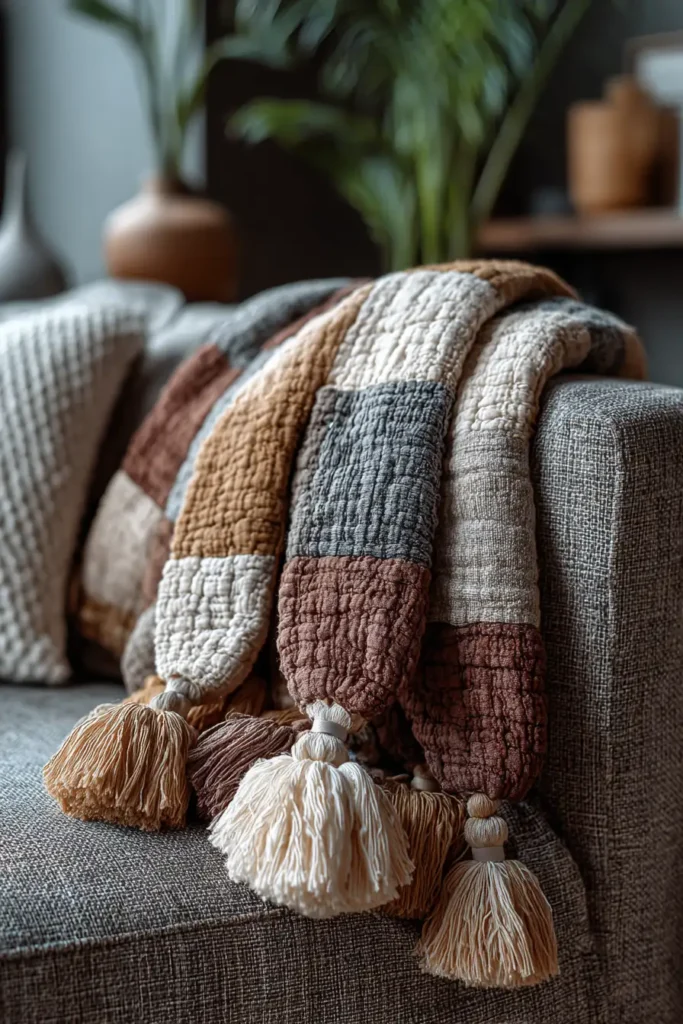 Oversized Tassel Quilt Throws for Cozy Living Rooms