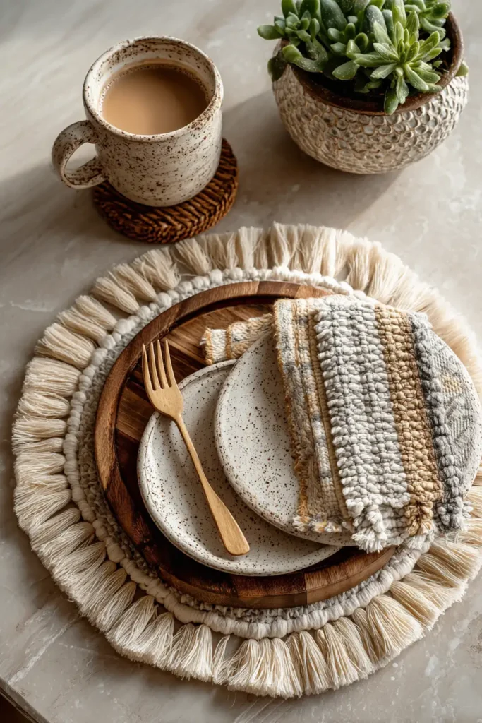 Patchwork Placemats and Coasters for Bohemian Tablescapes
