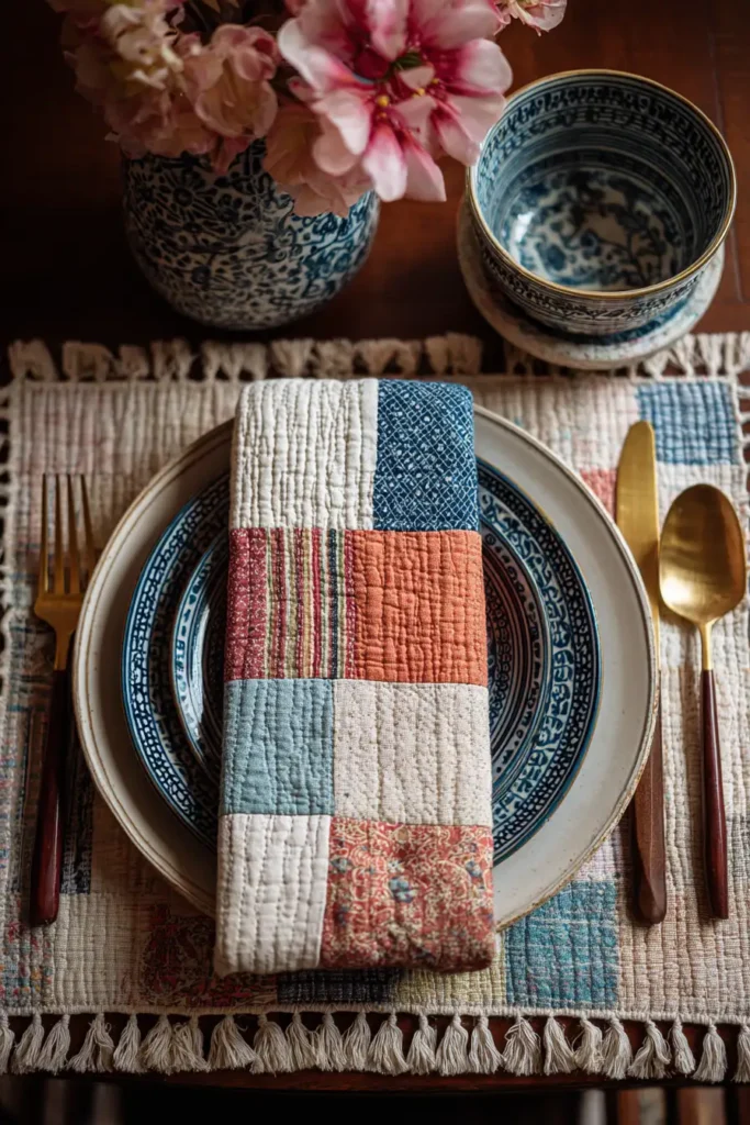 Patchwork Placemats and Coasters for Bohemian Tablescapes