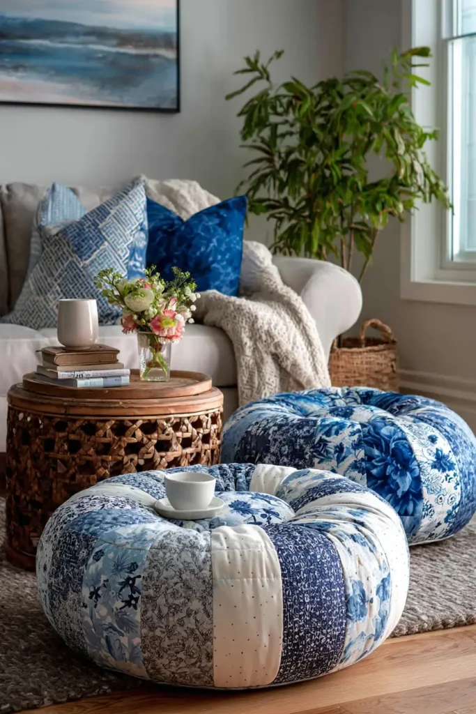 Quilted Jelly Roll Floor Pillows for Extra Living Room Comfort