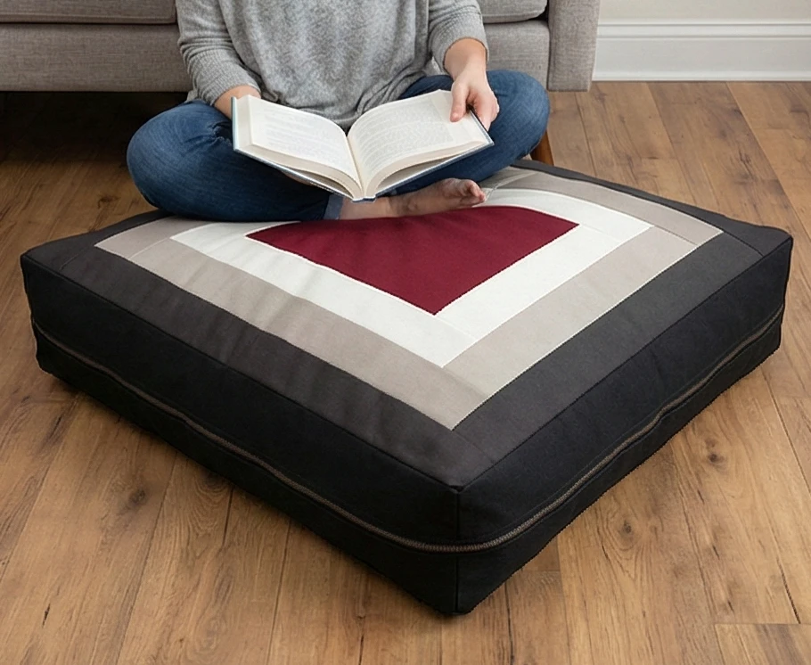 Quilted Jelly Roll Floor Pillows for Extra Living Room Comfort