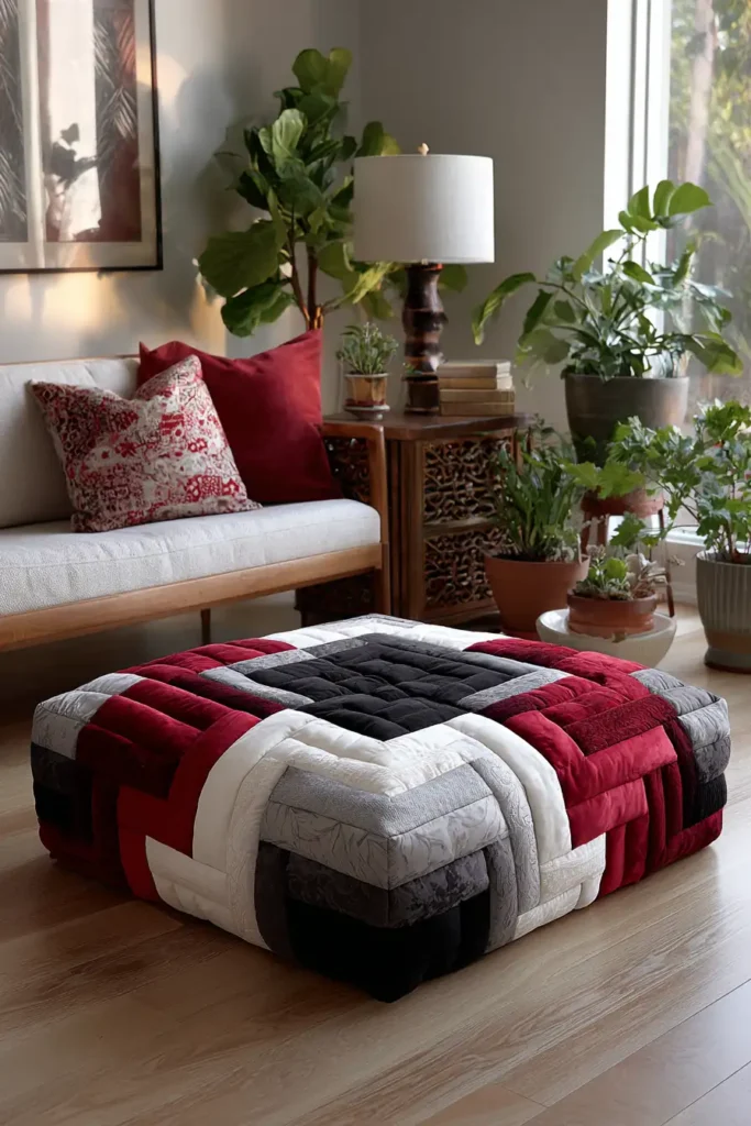 Quilted Jelly Roll Floor Pillows for Extra Living Room Comfort
