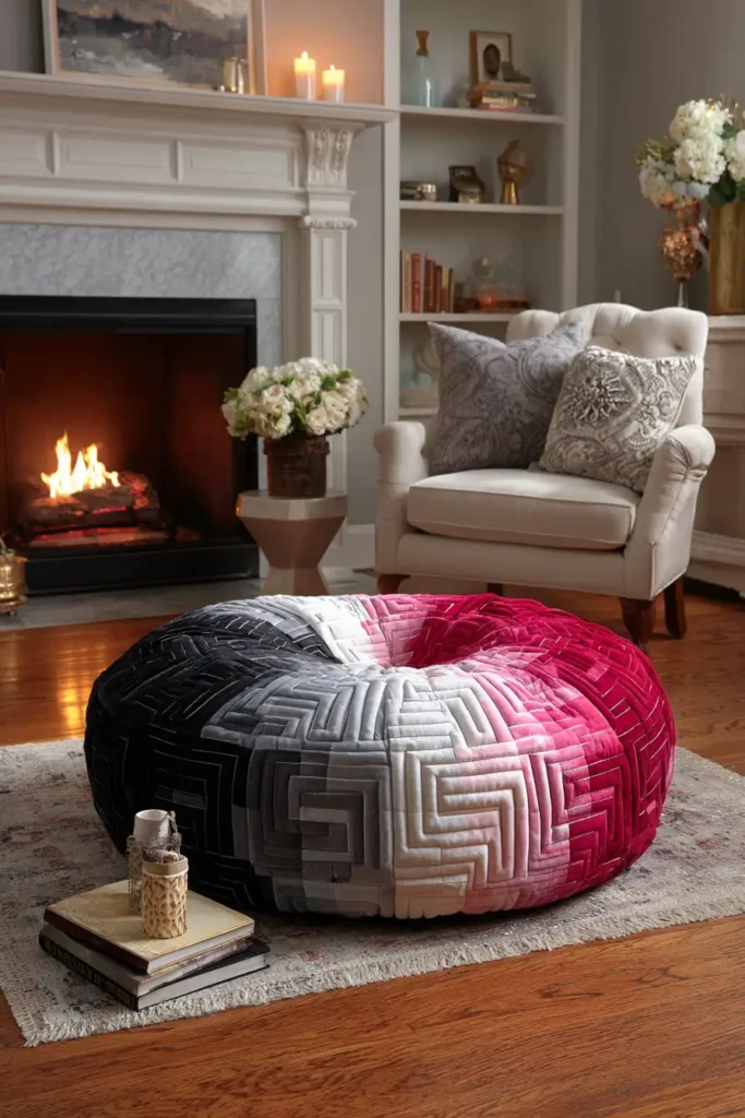 Quilted Jelly Roll Floor Pillows for Extra Living Room Comfort