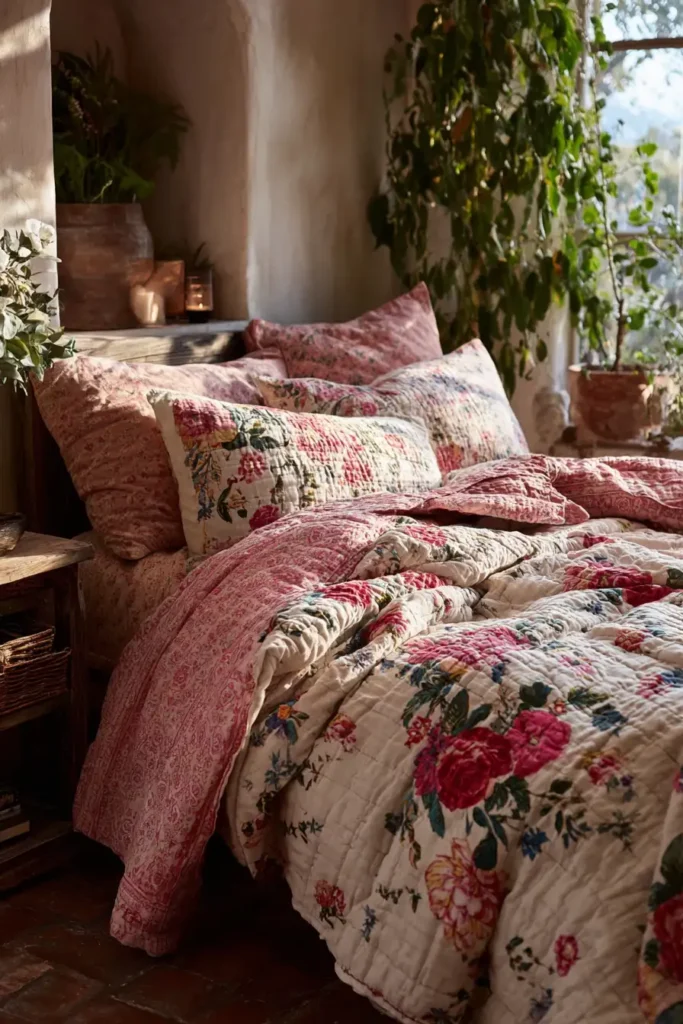Reversible Boho Floral Quilt Designs for Versatile Bedding