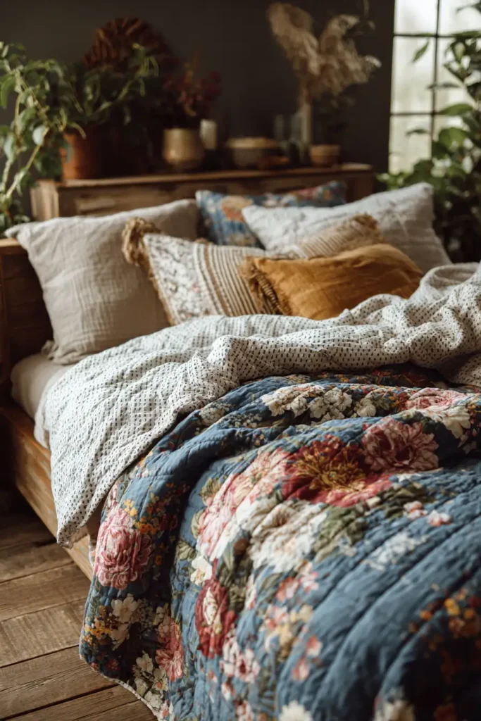 Reversible Boho Floral Quilt Designs for Versatile Bedding