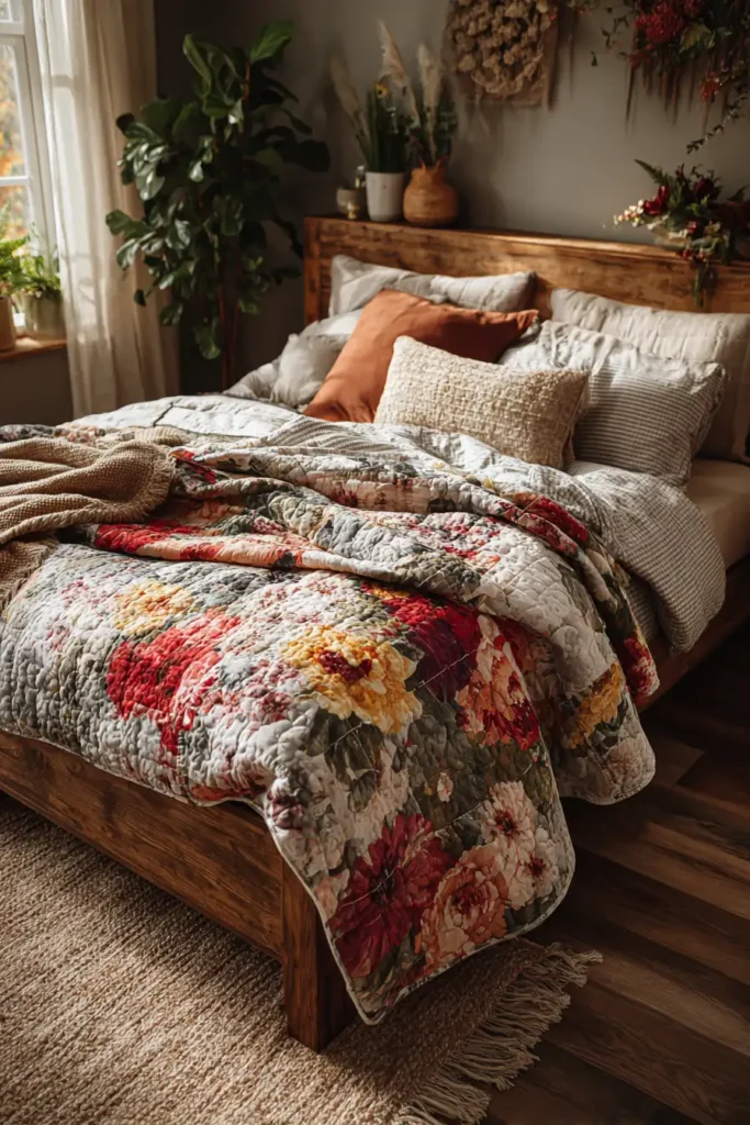 Reversible Boho Floral Quilt Designs for Versatile Bedding
