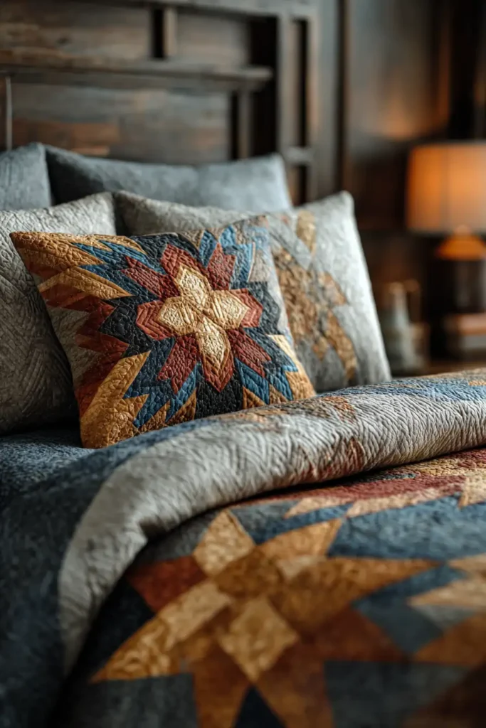 Reversible Lakota Star Quilted Bed Blankets for Versatile Styling