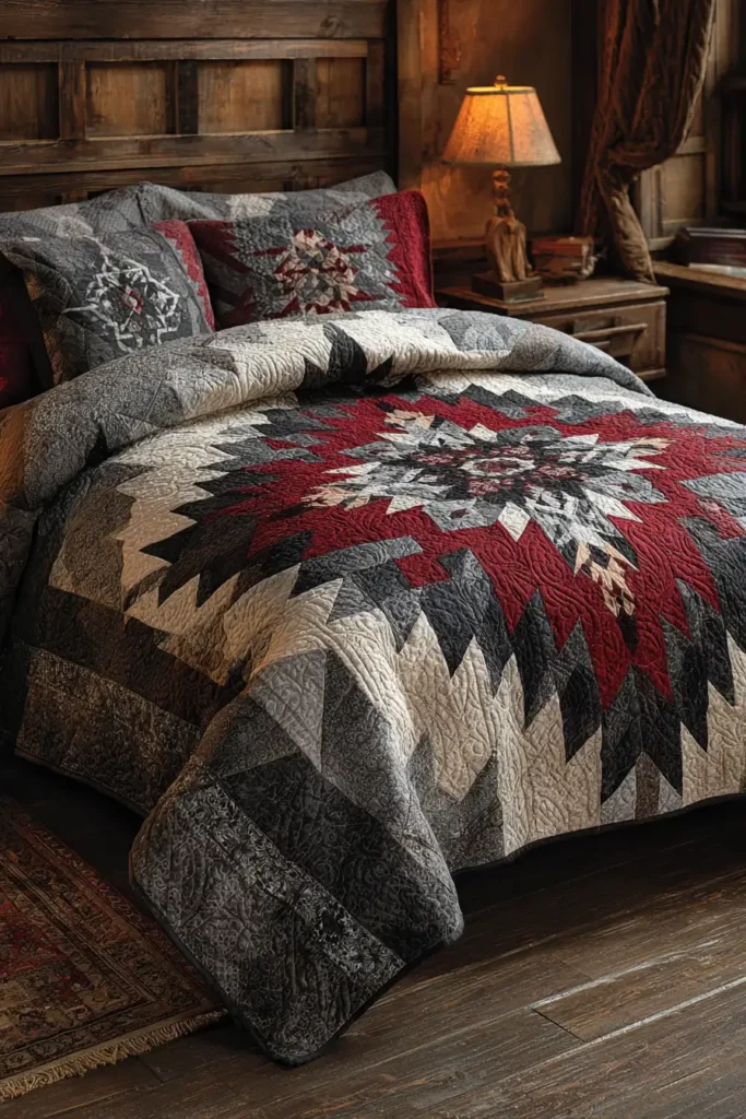 Reversible Lakota Star Quilted Bed Blankets for Versatile Styling