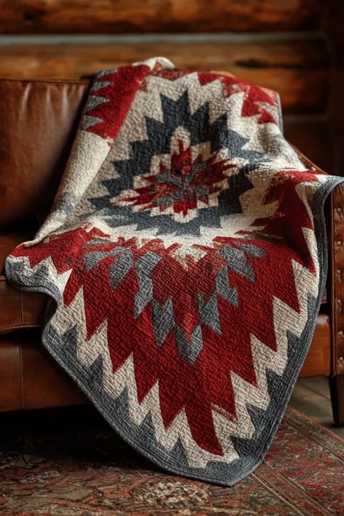 Reversible Lakota Star Quilted Bed Blankets for Versatile Styling