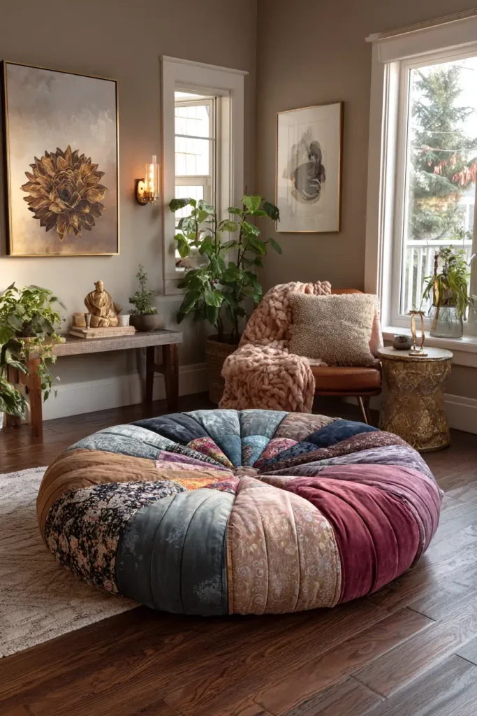 Round Quilted Floor Pillow Patterns for Relaxed Seating