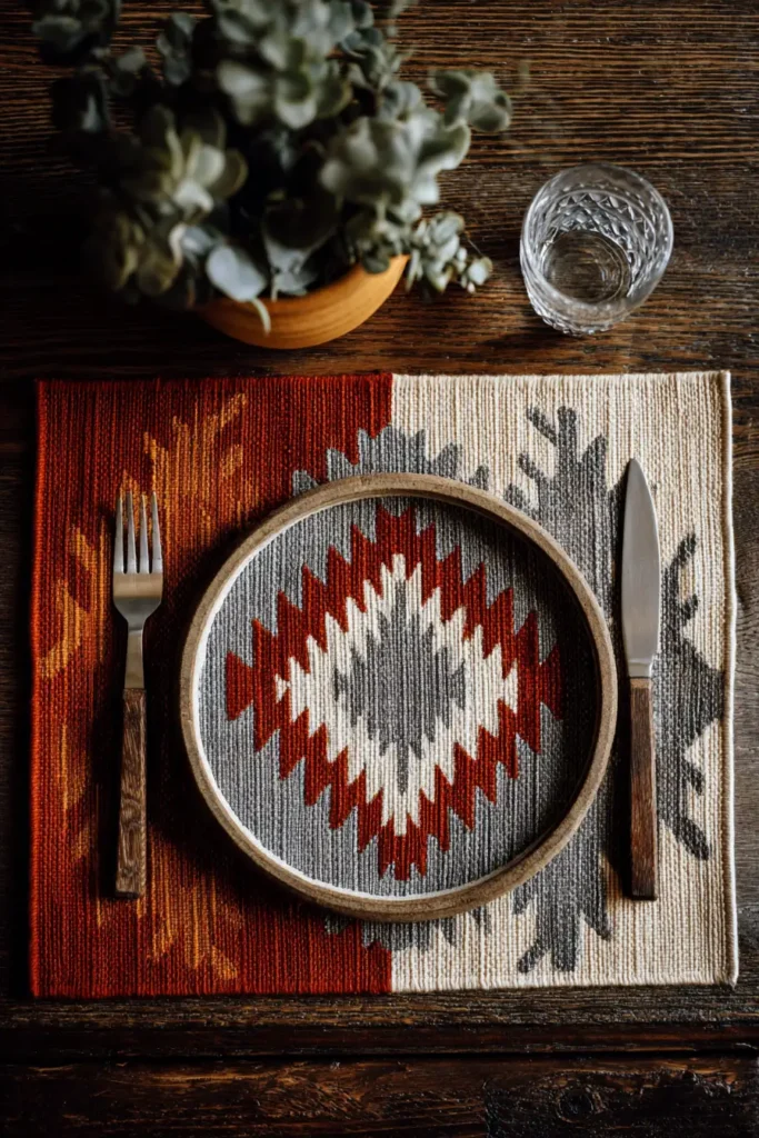 Rustic Desert Navajo Quilt Placemats for Beautiful Tablescapes
