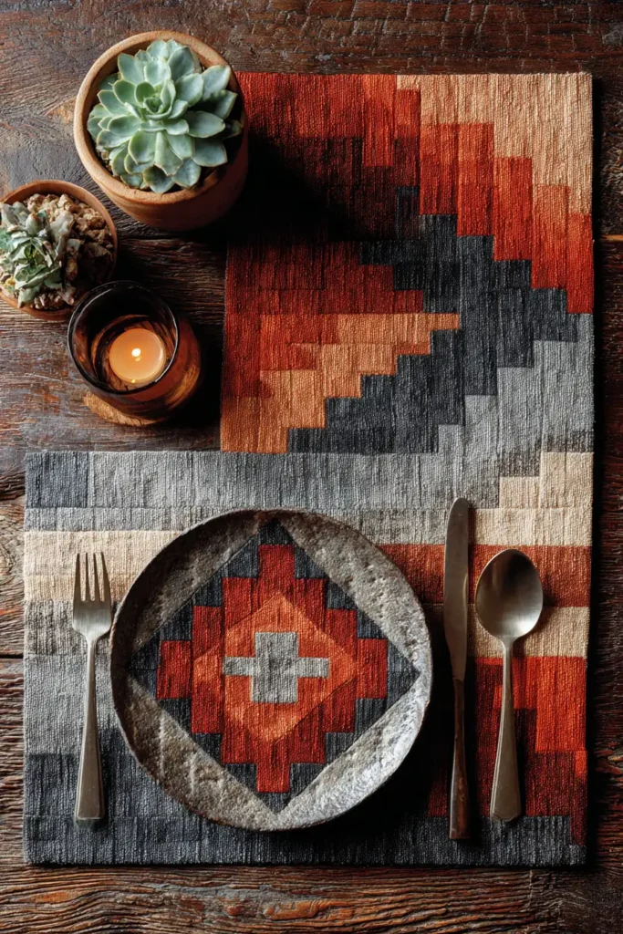 Rustic Desert Navajo Quilt Placemats for Beautiful Tablescapes